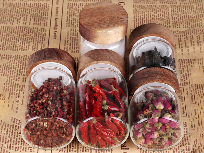 Glass Spice Jars With Wooden Lids