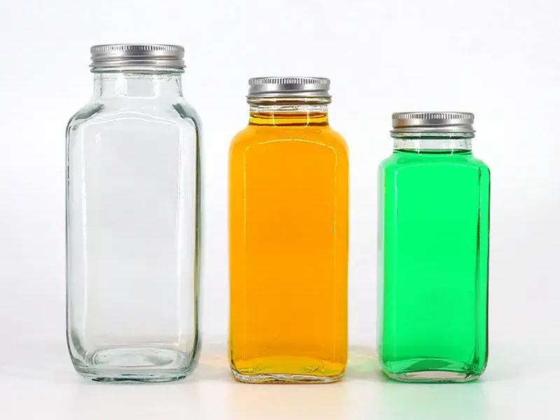 Square Glass Beverage Bottle