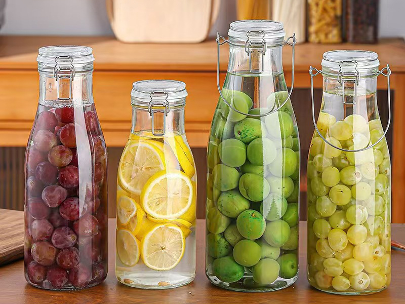 Airtight Jars Portable Glass Milk Bottles