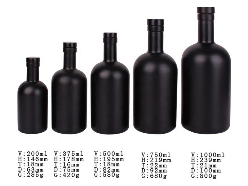 Black Frosted Glass Vodka Bottle