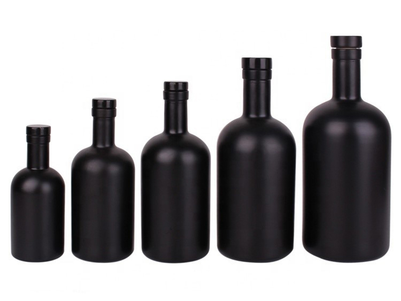 Black Frosted Glass Vodka Bottle