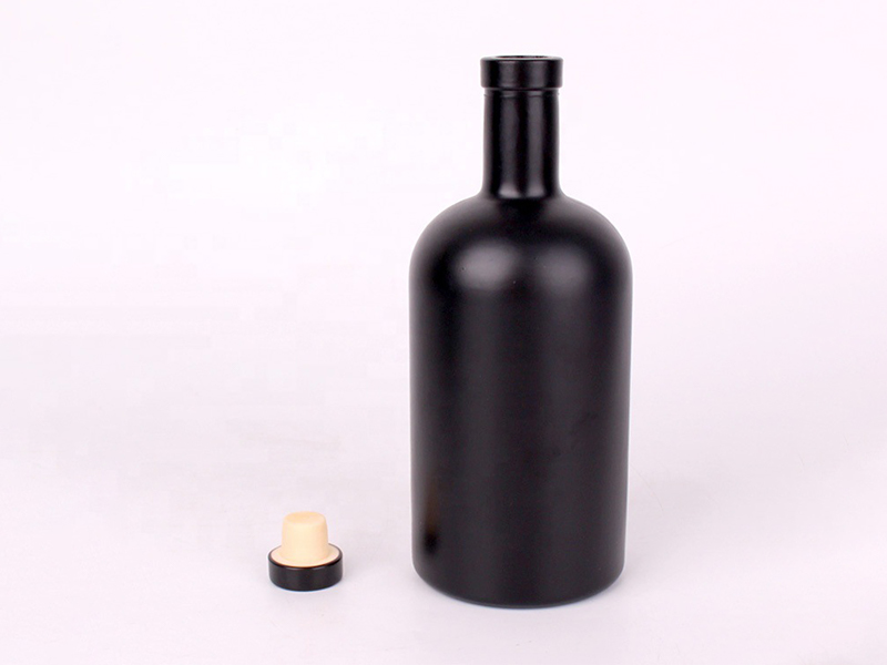 Black Frosted Glass Vodka Bottle